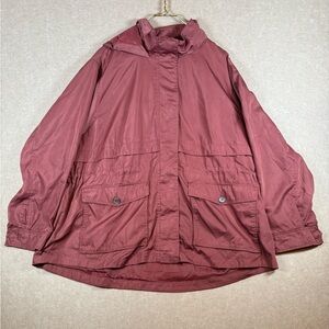 Ava & Viv Hoodie Windbreaker Jacket Womens 3X Burgendy Rose Water Resistant